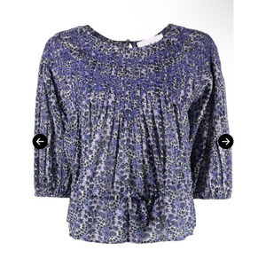 BA SH Top Womens 4 Purple Floral‎ Isaure Abstract Embroidered Cropped